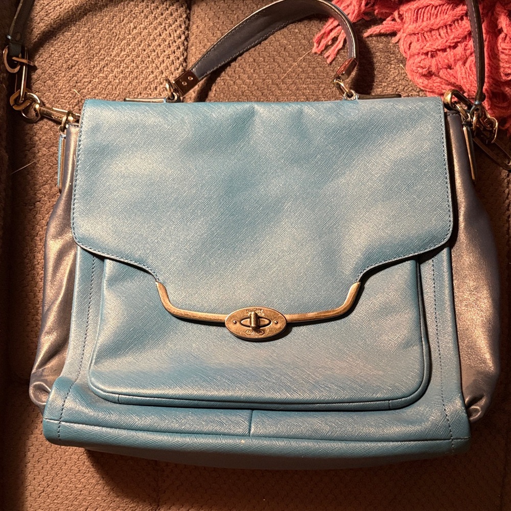 Coach Light Blue and Silver Satchel